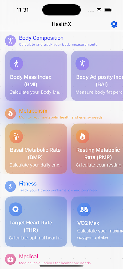 HealthX App Home Screen